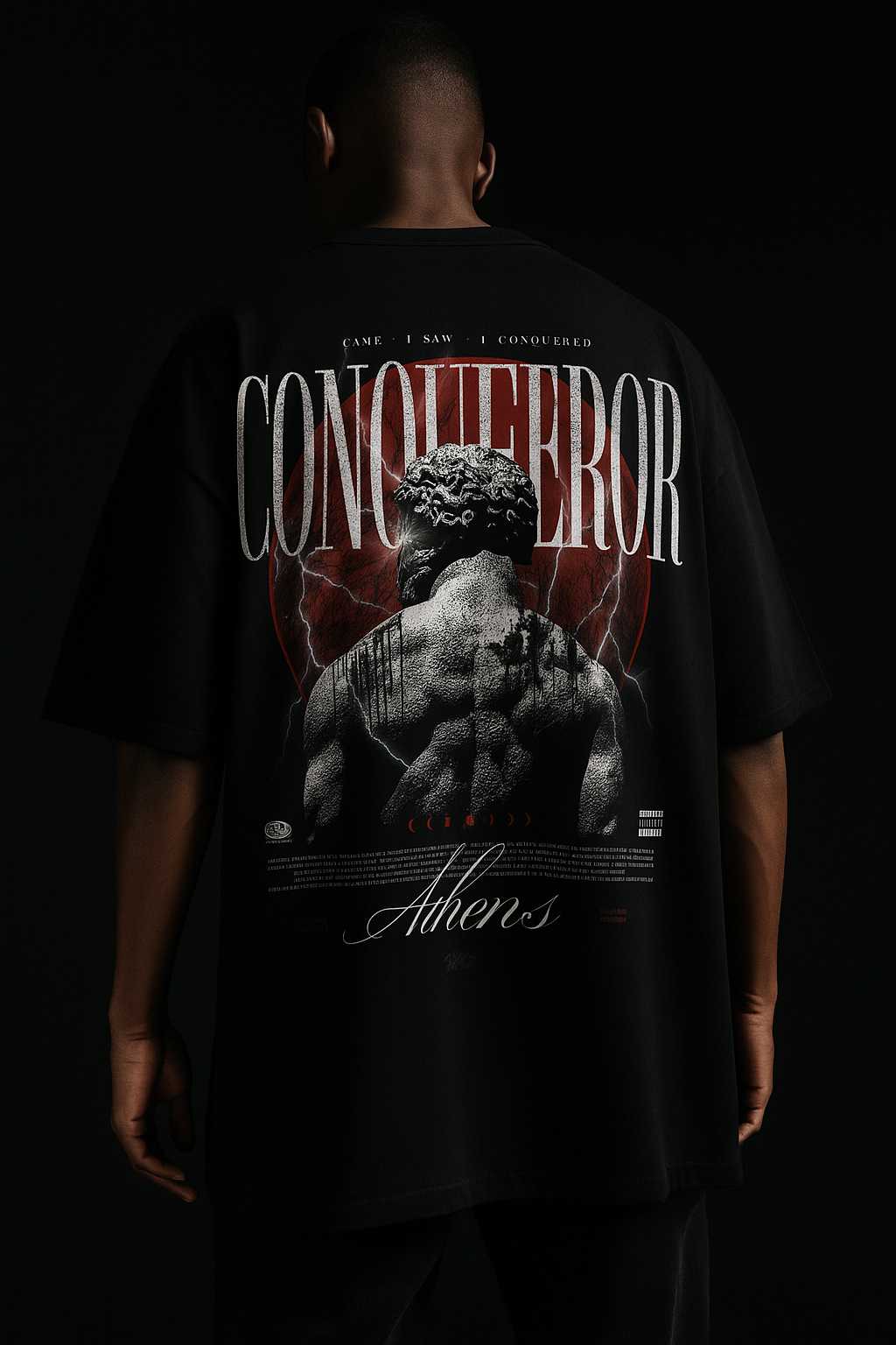Conqueror Oversized Black T-Shirt – Athens Edition