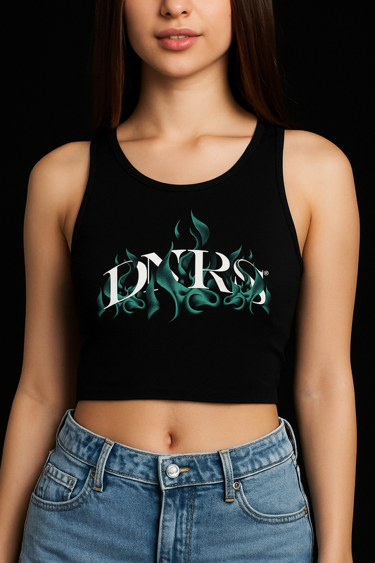 Horizon Black Shlelevelesh Crop Top
