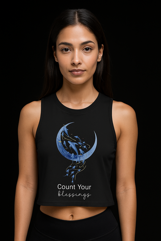 Horizon Black Shlelevelesh Crop Top